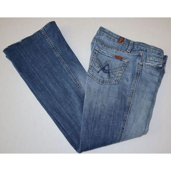 7 For All Mankind Women's Sz 28 Blue "A Pocket" Studded Bootcut Denim Jeans - Picture 8 of 8